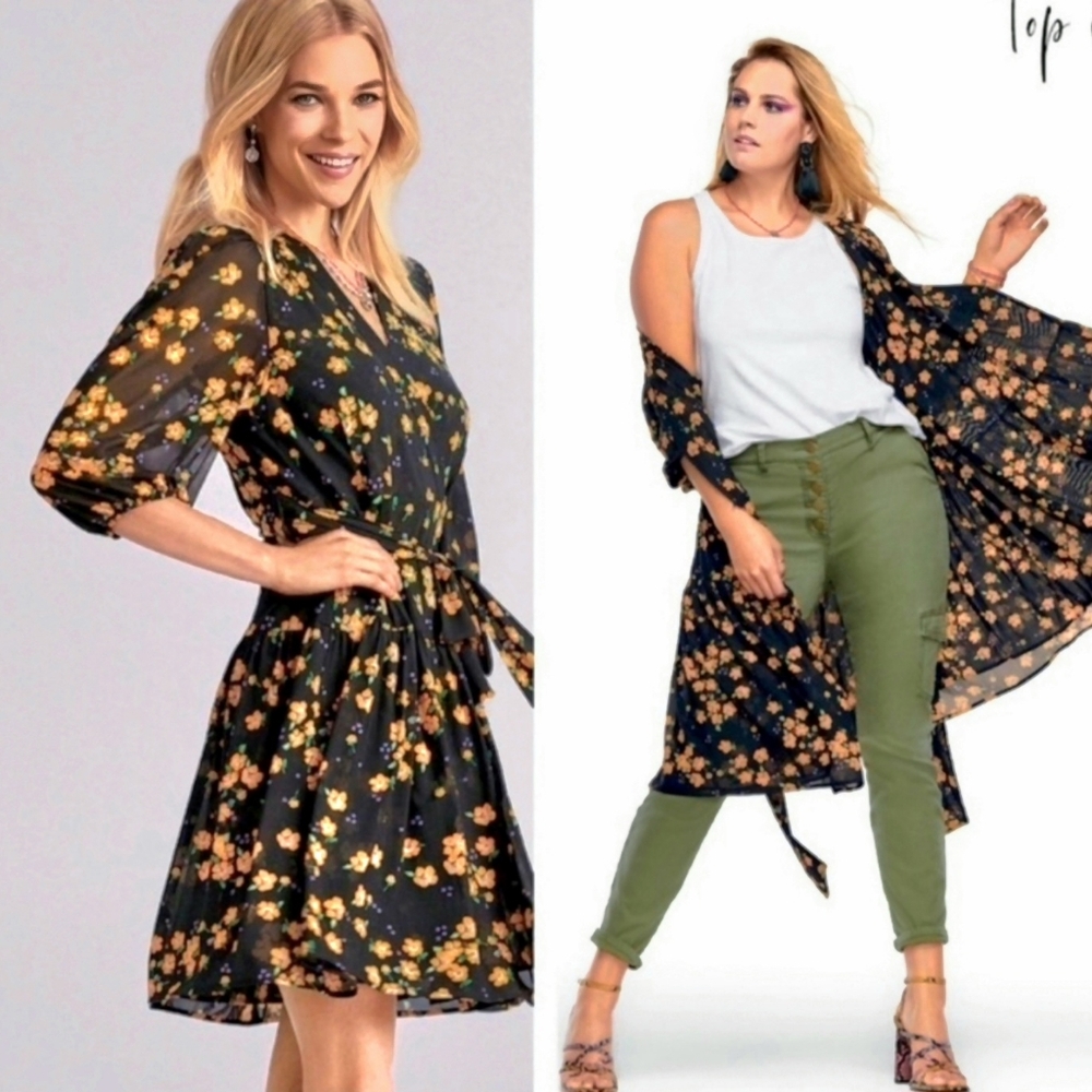 CAbi small debut wrap floral dress